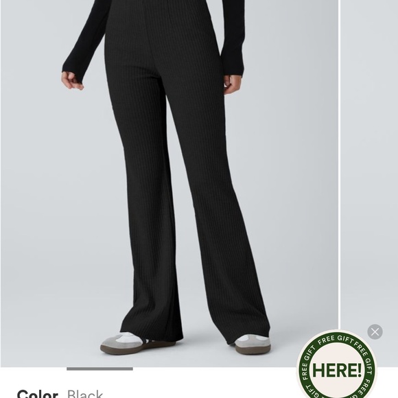 HALARA Pants - HALARA Black Ribbed Flare Pants